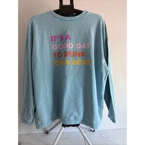Panache Apparel It's A Good Day To Drink On A Boat Ribbed Sweatshirt XL Blue